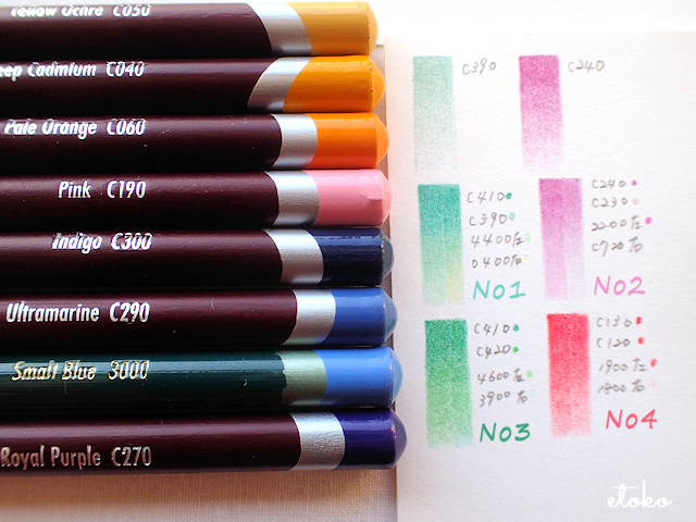 ダーウェントのカラーソフトとアーチストを組み合わせた配色表